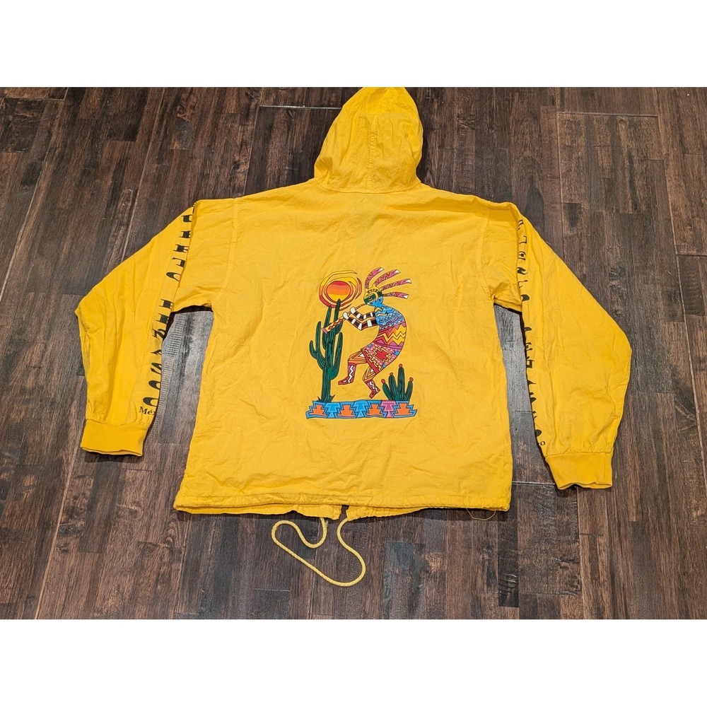 Puerto Peñasco Mexico Kokopelli Hoodie Mens 38 M/L Yellow Zip Southwestern